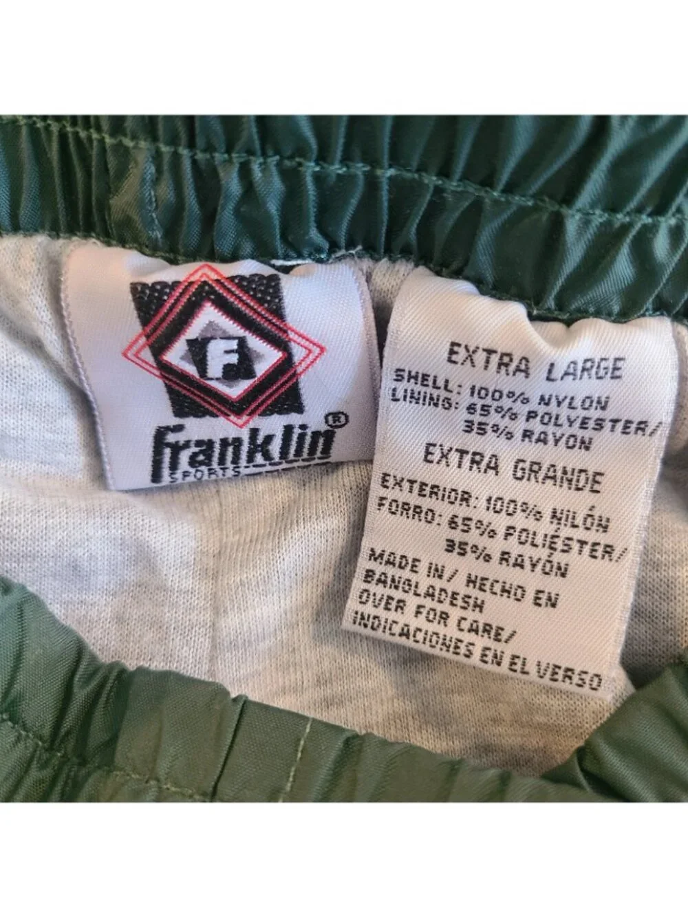 Vintage Franklin Nylon Sports Pants Zip Off Sides Mens XL Green Athletic